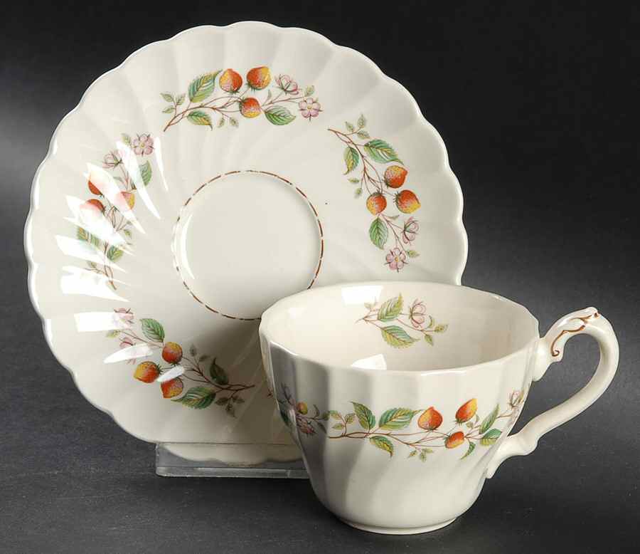 Strawberry Festival Flat Cup & Saucer Set by Myott Staffordshire-1