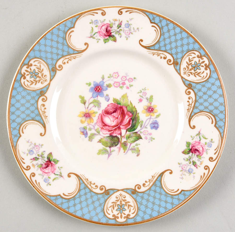 Staffordshire Rose Blue Dessert/Pie Plate by Myott Staffordshire-1
