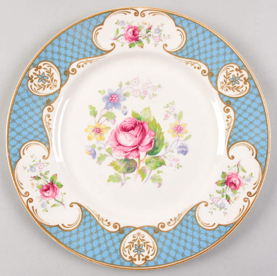 Staffordshire Rose Blue Dinner Plate by Myott Staffordshire-1