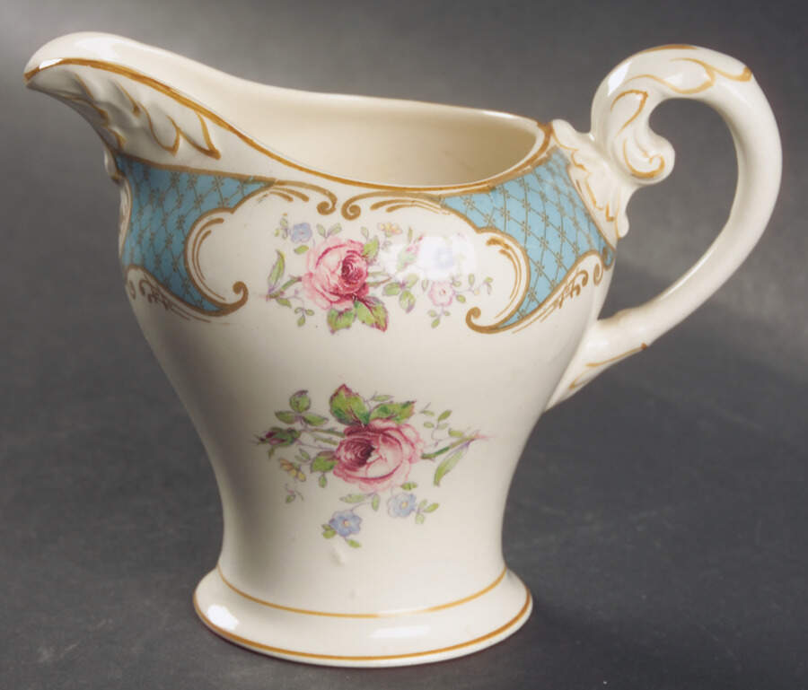 Staffordshire Rose Blue Creamer by Myott Staffordshire-1