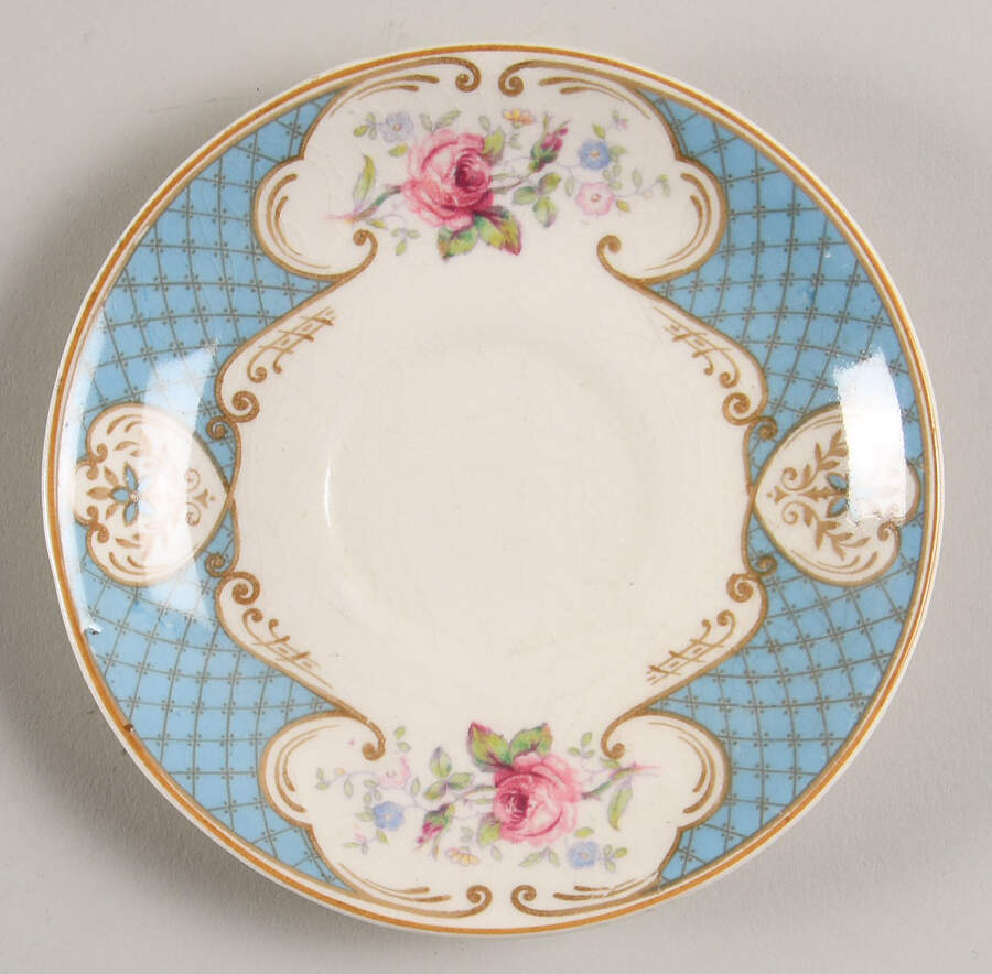 Staffordshire Rose Blue Saucer for Demitasse Cup by Myott Staffordshire-1