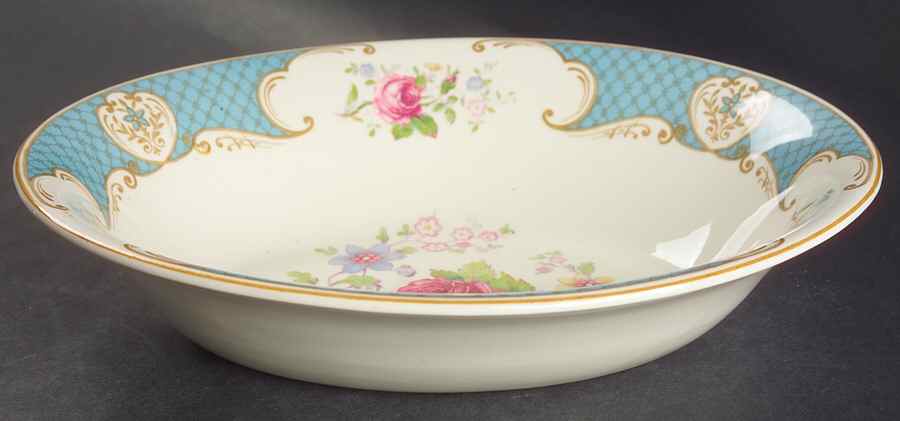 Staffordshire Rose Blue 9" Oval Vegetable Bowl by Myott Staffordshire-1