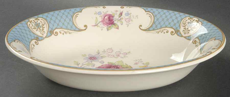 Staffordshire Rose Blue 8" Oval Vegetable Bowl by Myott Staffordshire-1