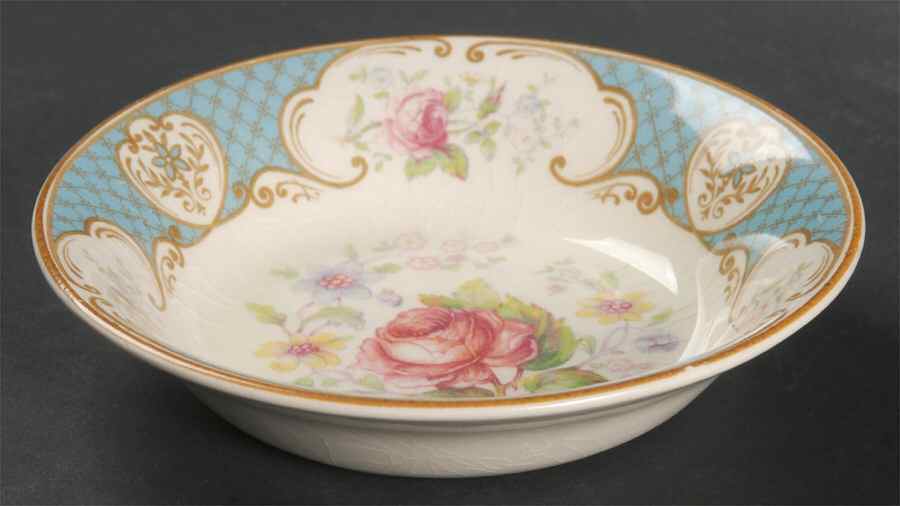 Staffordshire Rose Blue Fruit/Dessert (Sauce) Bowl by Myott Staffordshire-1