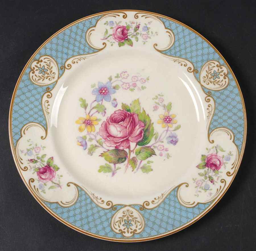 Staffordshire Rose Blue Luncheon Plate by Myott Staffordshire-1
