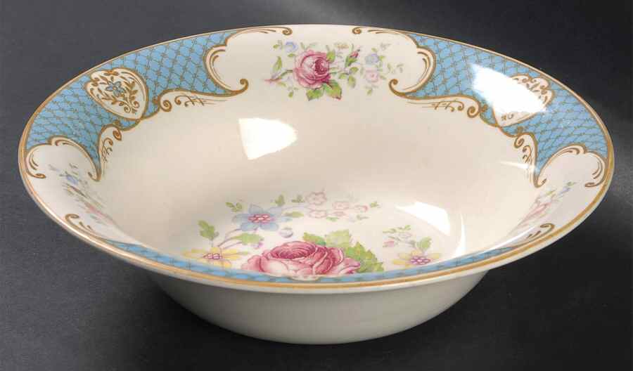 Staffordshire Rose Blue 8" Round Vegetable Bowl by Myott Staffordshire-1