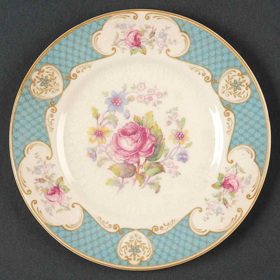 Staffordshire Rose Blue Bread & Butter Plate by Myott Staffordshire-1