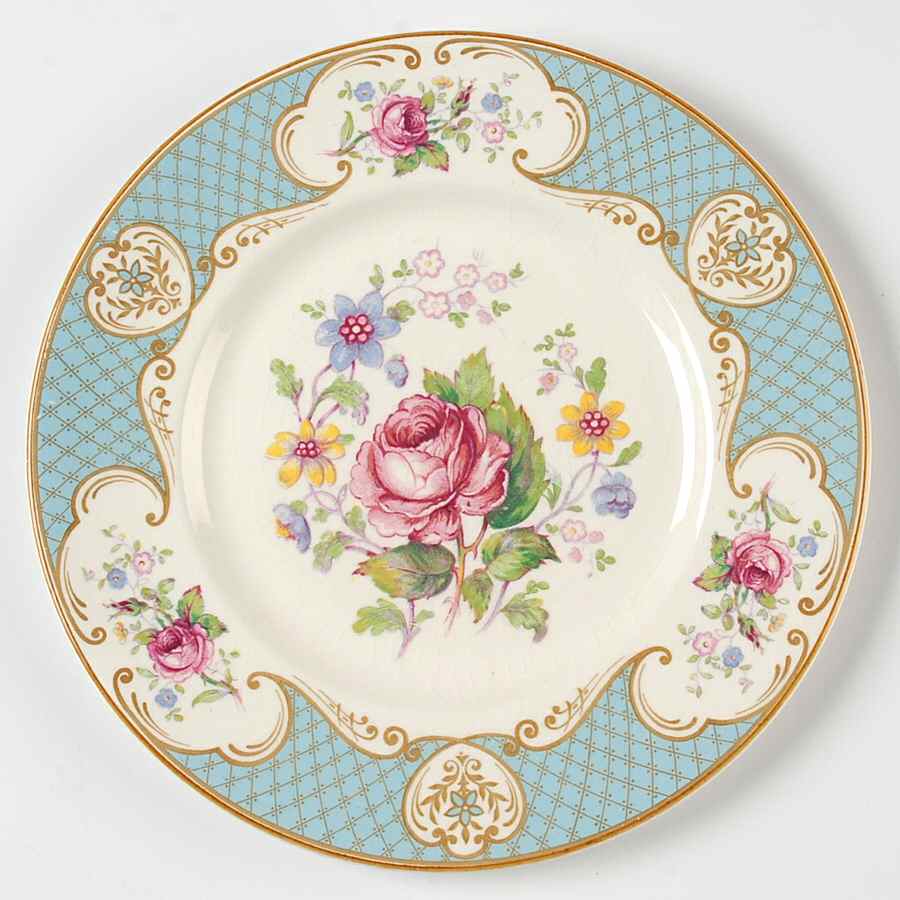 Staffordshire Rose Blue Salad Plate by Myott Staffordshire-1