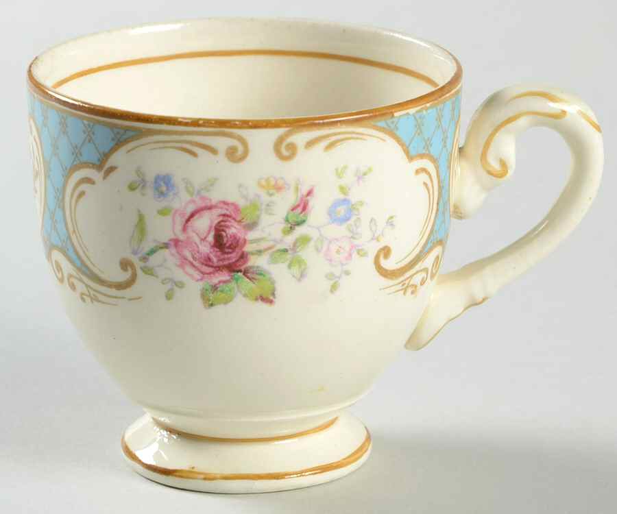 Staffordshire Rose Blue Footed Demitasse Cup by Myott Staffordshire-1