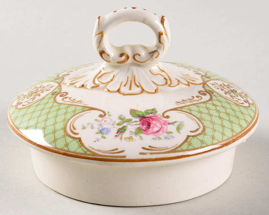 Staffordshire Rose Green Lid for Teapot by Myott Staffordshire-1