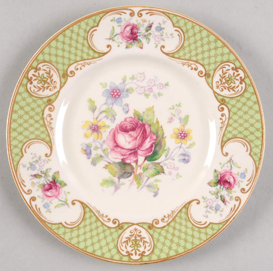 Staffordshire Rose Green Salad Plate by Myott Staffordshire-1
