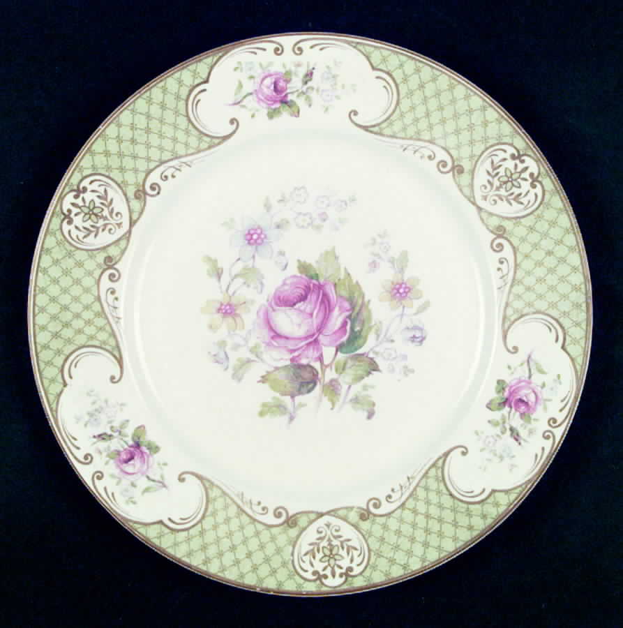 Staffordshire Rose Green Dinner Plate by Myott Staffordshire-1