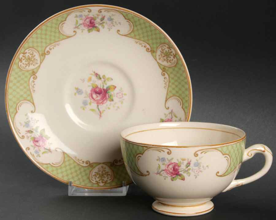 Staffordshire Rose Green Oversized Cup & Saucer Set by Myott Staffordshire-1