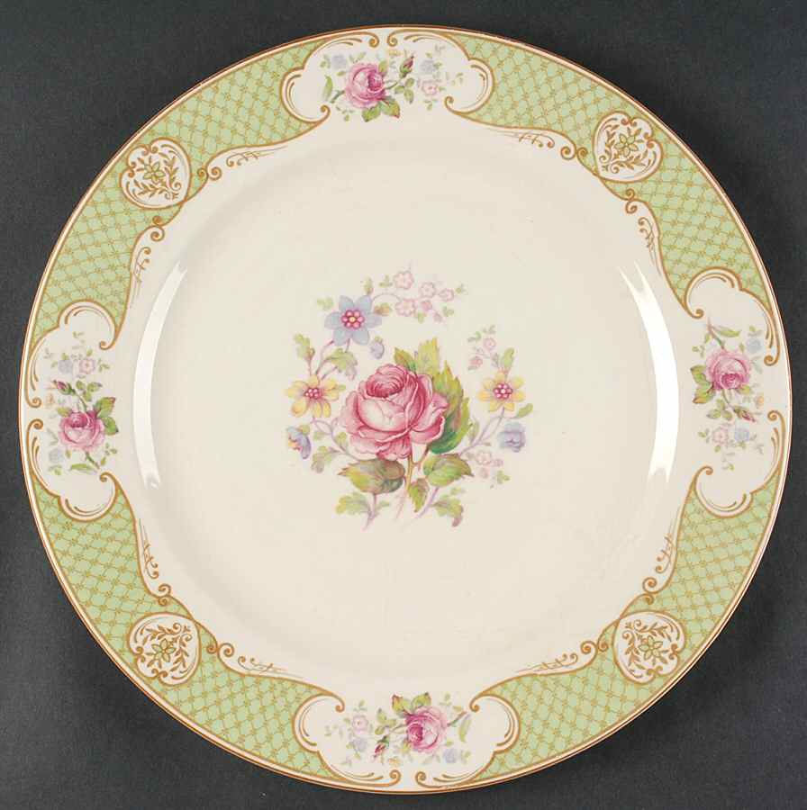 Staffordshire Rose Green 13" Chop Plate (Round Platter) by Myott Staffordshire-1