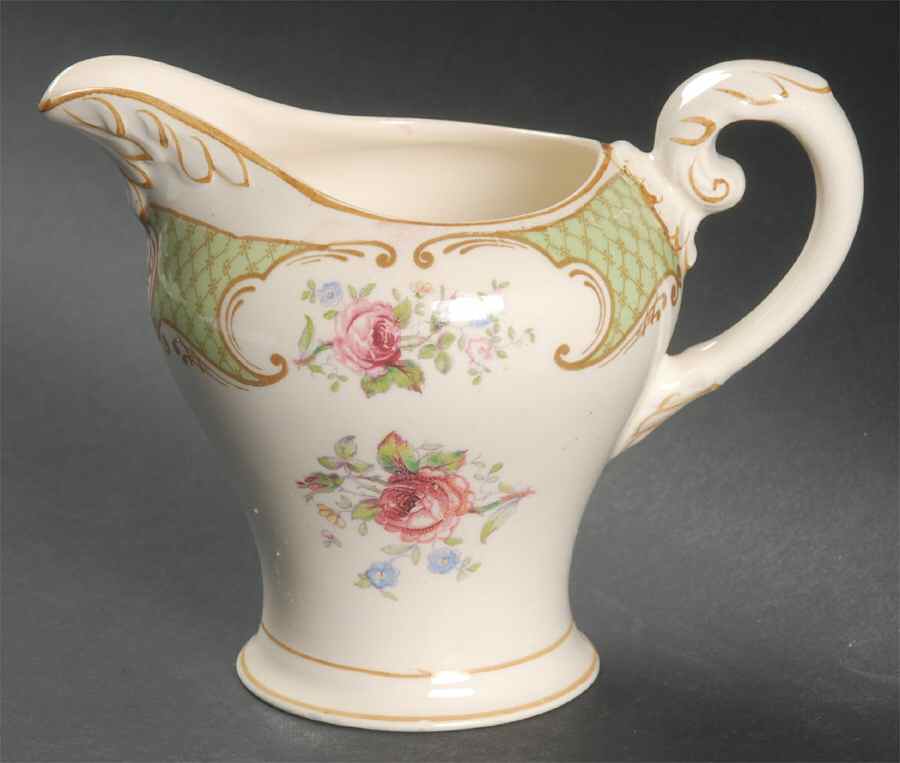 Staffordshire Rose Green Creamer by Myott Staffordshire-1