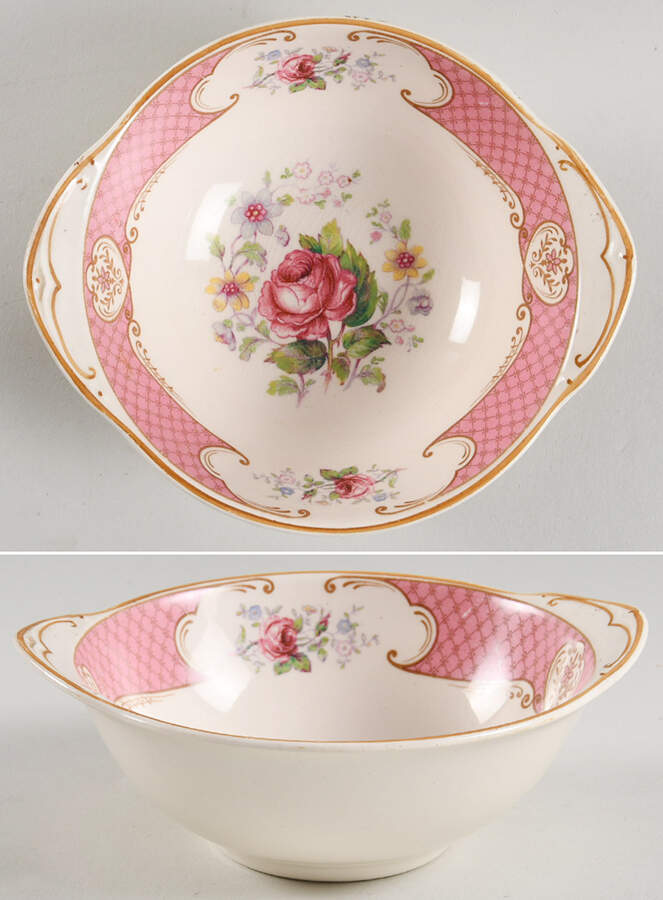 Staffordshire Rose Pink Lugged Cereal Bowl by Myott Staffordshire-1