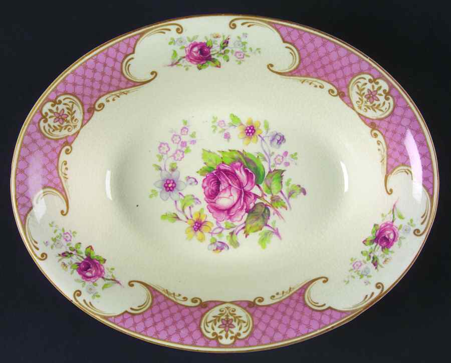 Staffordshire Rose Pink 9" Oval Vegetable Bowl by Myott Staffordshire-1