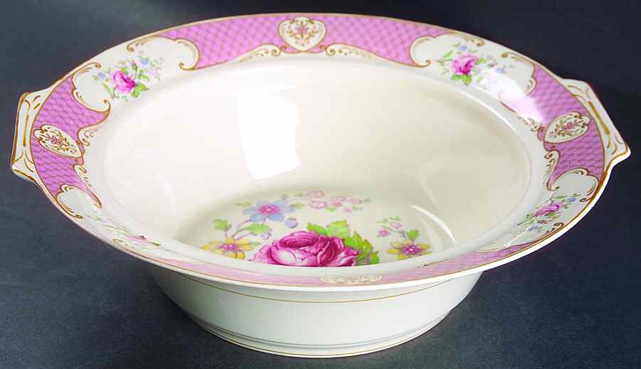 Staffordshire Rose Pink Round Vegetable No Lid by Myott Staffordshire-1