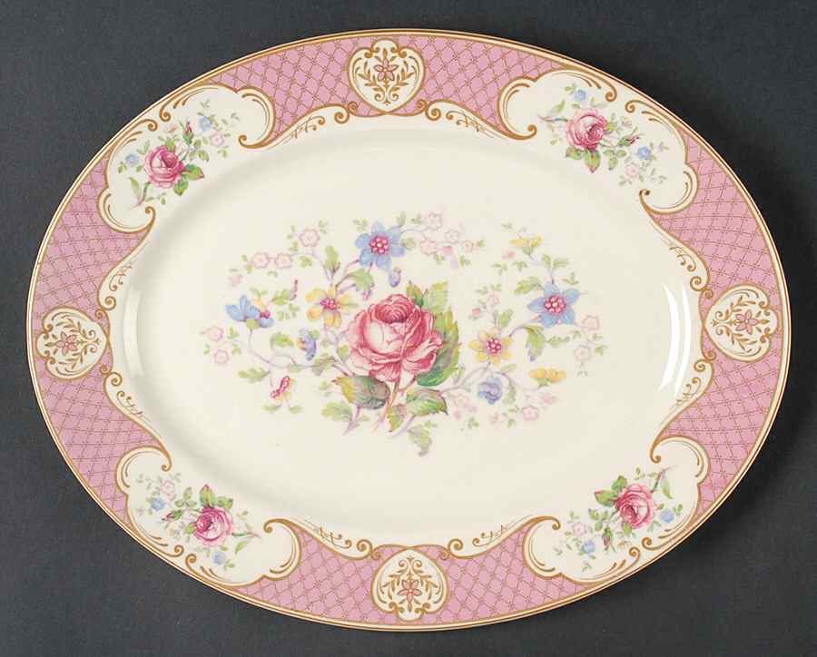 Staffordshire Rose Pink 12" Oval Serving Platter by Myott Staffordshire-1