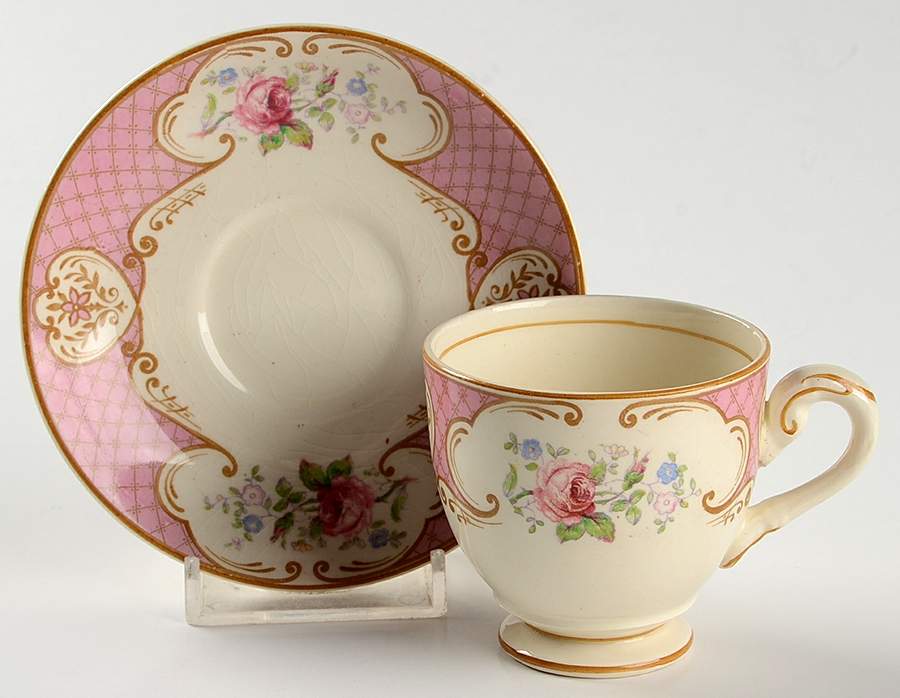 Staffordshire Rose Pink Footed Demitasse Cup & Saucer Set by Myott Staffordshire-1