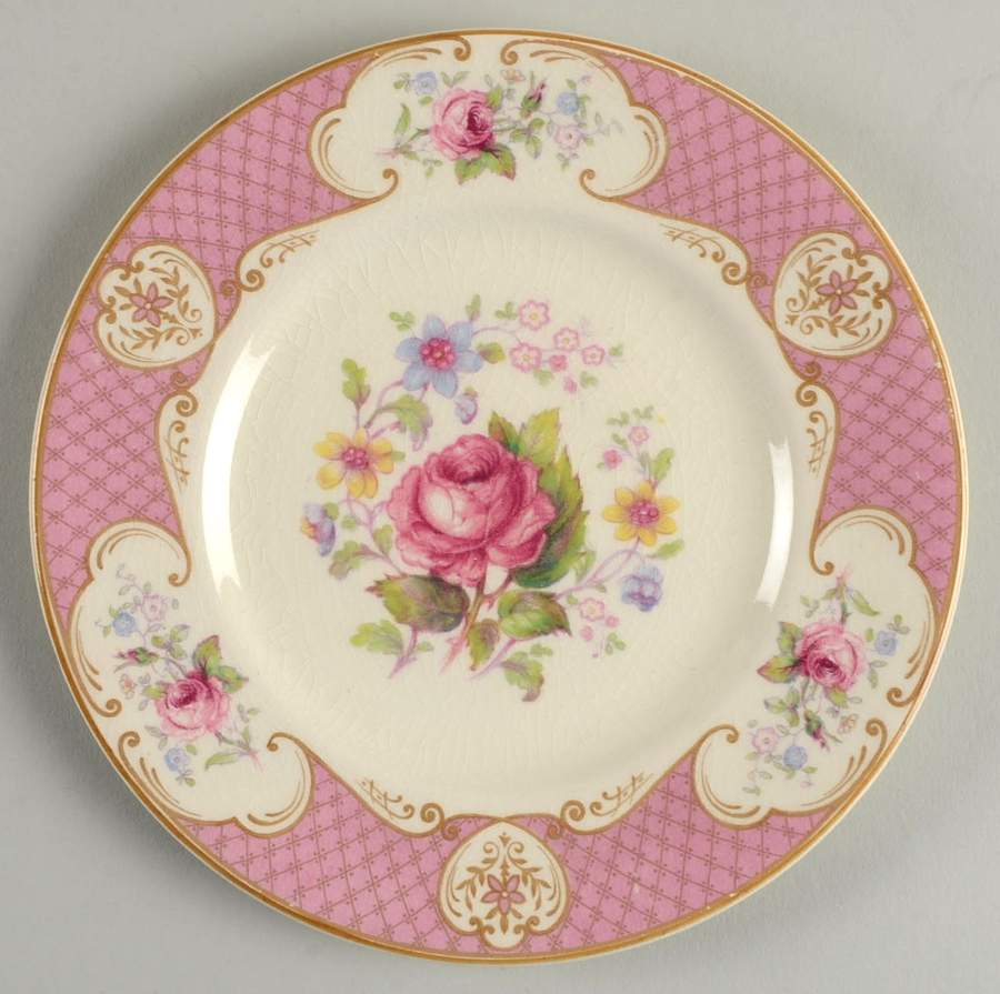 Staffordshire Rose Pink Bread & Butter Plate by Myott Staffordshire-1