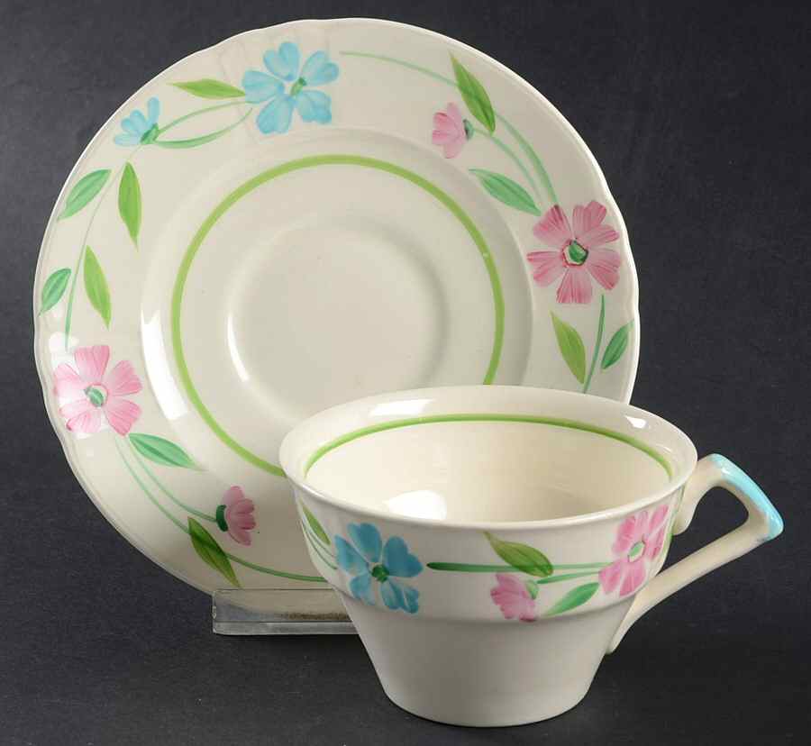 Sweet Briar Flat Cup & Saucer Set by Myott Staffordshire-1
