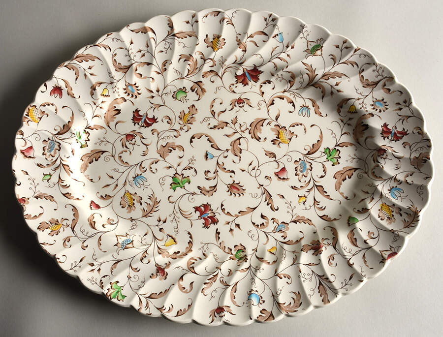 Vanity Fair Multicolor 16" Oval Serving Platter by Myott Staffordshire-1
