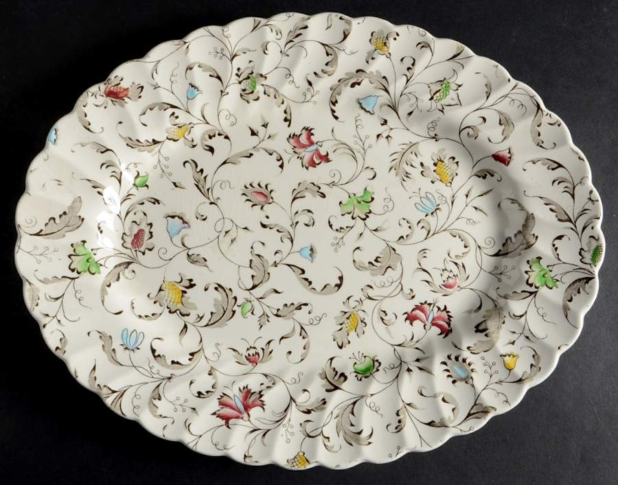 Vanity Fair Multicolor 12" Oval Serving Platter by Myott Staffordshire-1