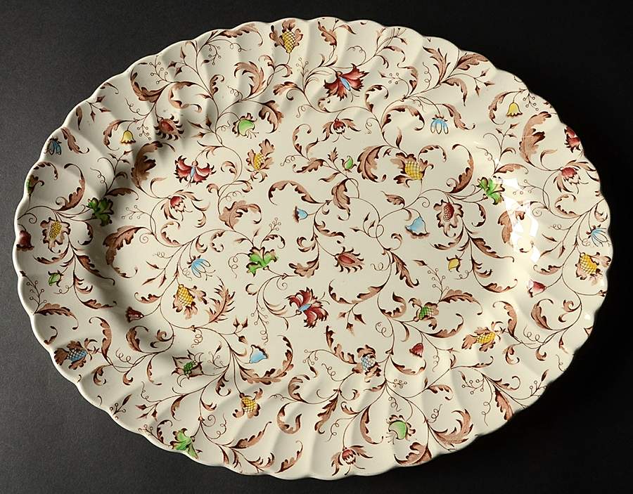 Vanity Fair Multicolor 14" Oval Serving Platter by Myott Staffordshire-1