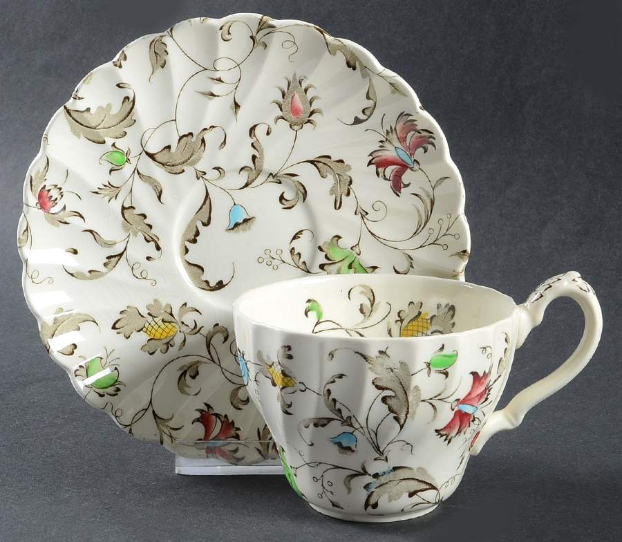 Vanity Fair Multicolor Flat Cup & Saucer Set by Myott Staffordshire-1
