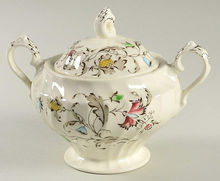 Vanity Fair Multicolor Sugar Bowl & Lid by Myott Staffordshire-1