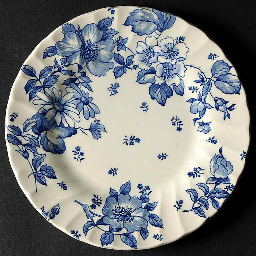 Wild Rose Blue Bread & Butter Plate by Myott Staffordshire-1