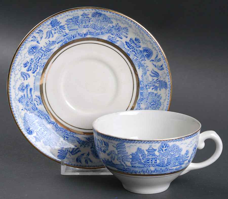 Ye Olde Willow Flat Cup & Saucer Set by Myott Staffordshire-1