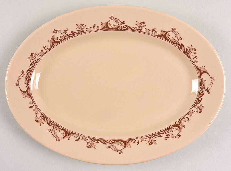 Curtis Brown 10" Oval Serving Platter by Mayer (American)-1