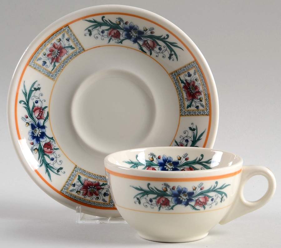 Diana Flat Cup & Saucer Set by Mayer (American)-1
