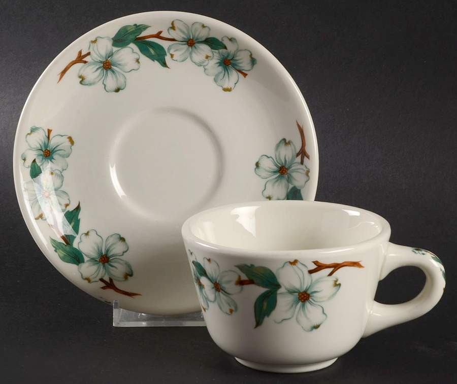 Monticello Flat Cup & Saucer Set by Mayer (American)-1