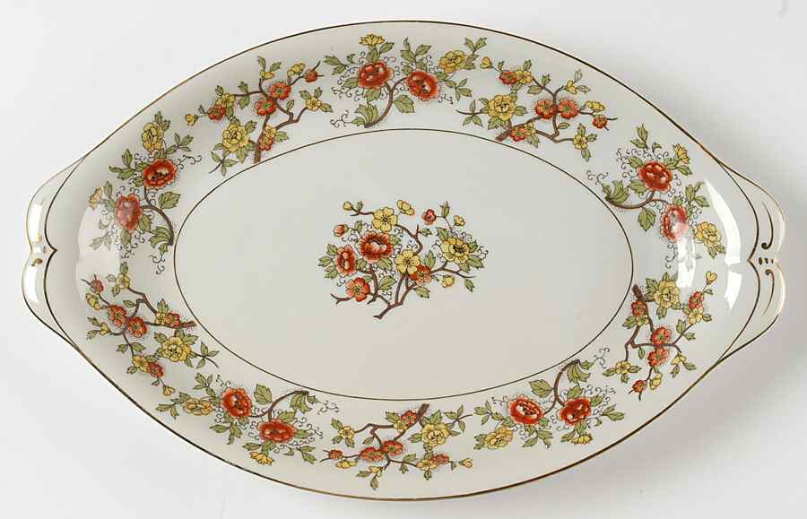 Flora 13" Oval Serving Platter by Meito-1