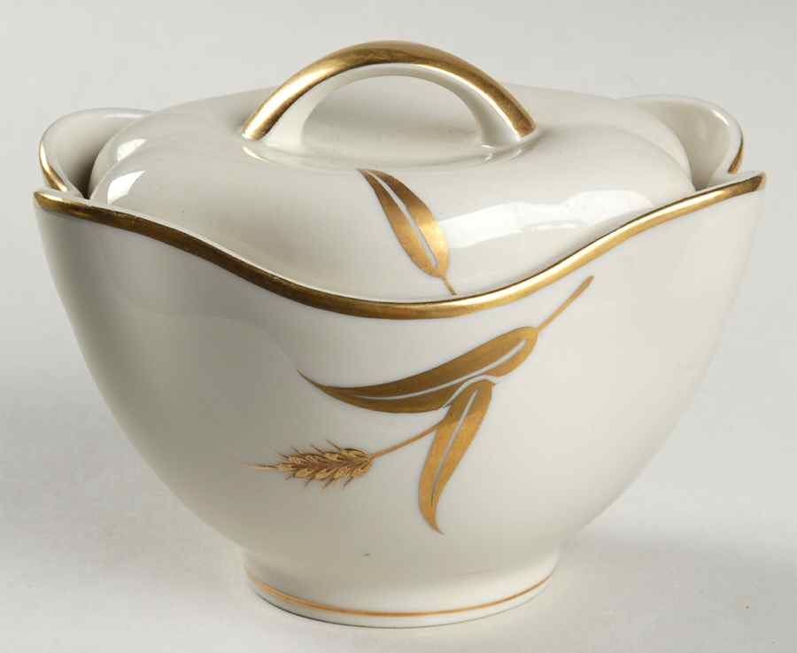 Midas (Cream Background, Occupied Japan) Sugar Bowl & Lid by Meito-1