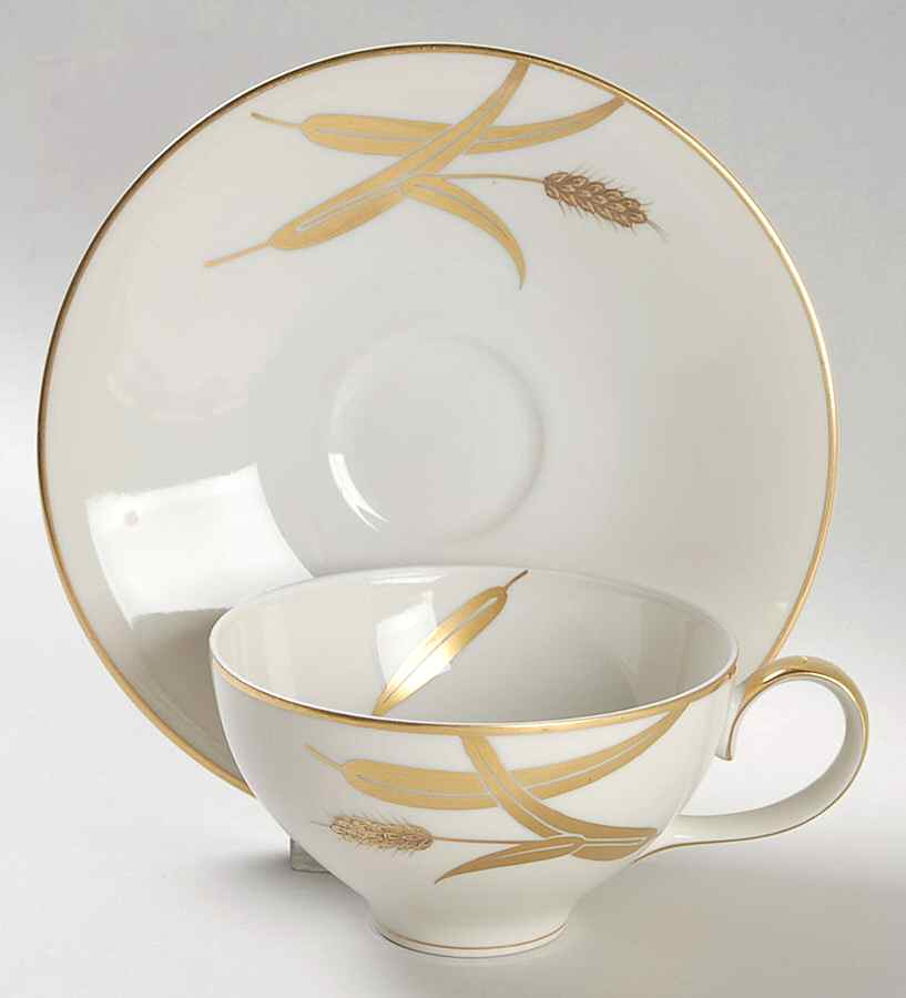 Midas (Cream Background, Occupied Japan) Flat Cup & Saucer Set by Meito-1