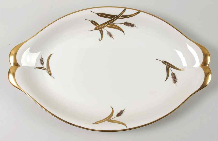 Midas (Cream Background, Occupied Japan) 17" Oval Serving Platter by Meito-1