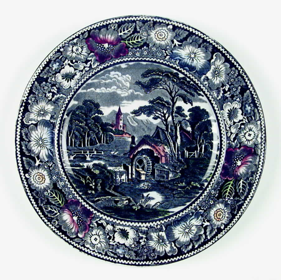 Rural England Black Multicolor Dinner Plate by W R Midwinter Ltd-1
