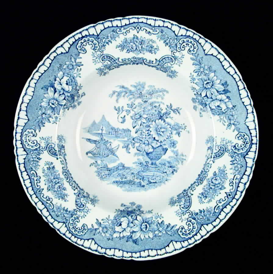 Bombay Blue (Semi-Scalloped) Rim Soup Bowl by John Maddock & Sons-1