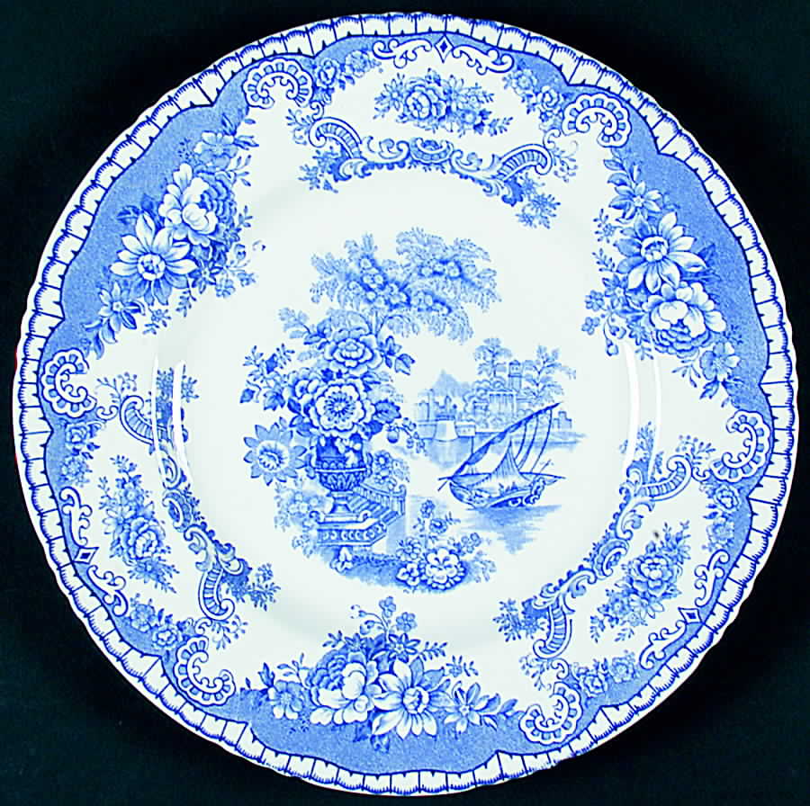 Bombay Blue (Semi-Scalloped) Dinner Plate by John Maddock & Sons-1