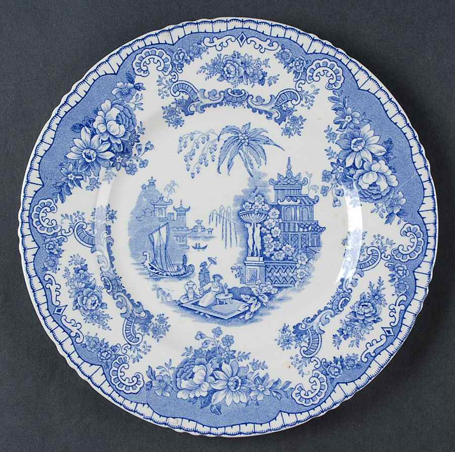 Bombay Blue (Semi-Scalloped) Luncheon Plate by John Maddock & Sons-1