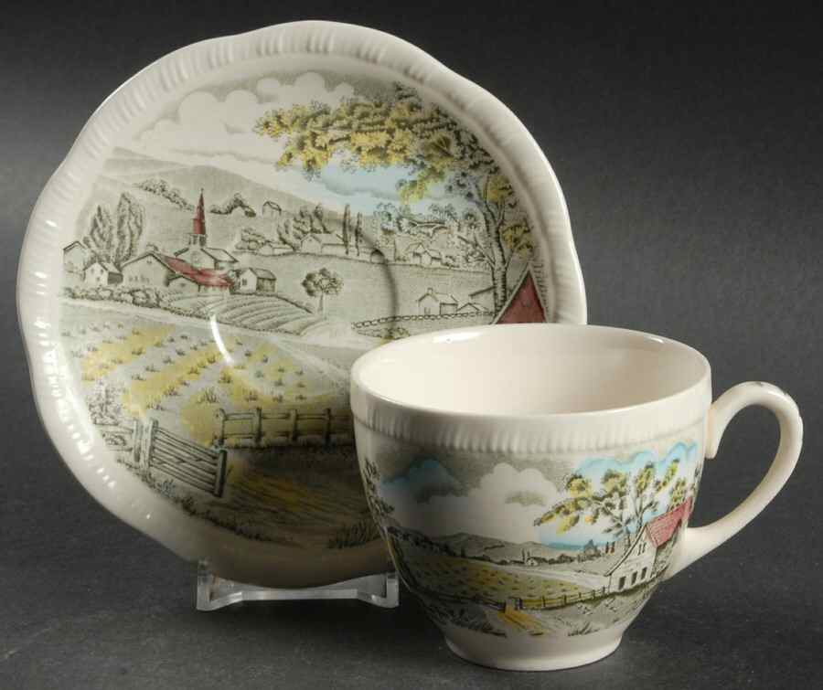 Home Pastures Flat Cup & Saucer Set by Alfred Meakin-1