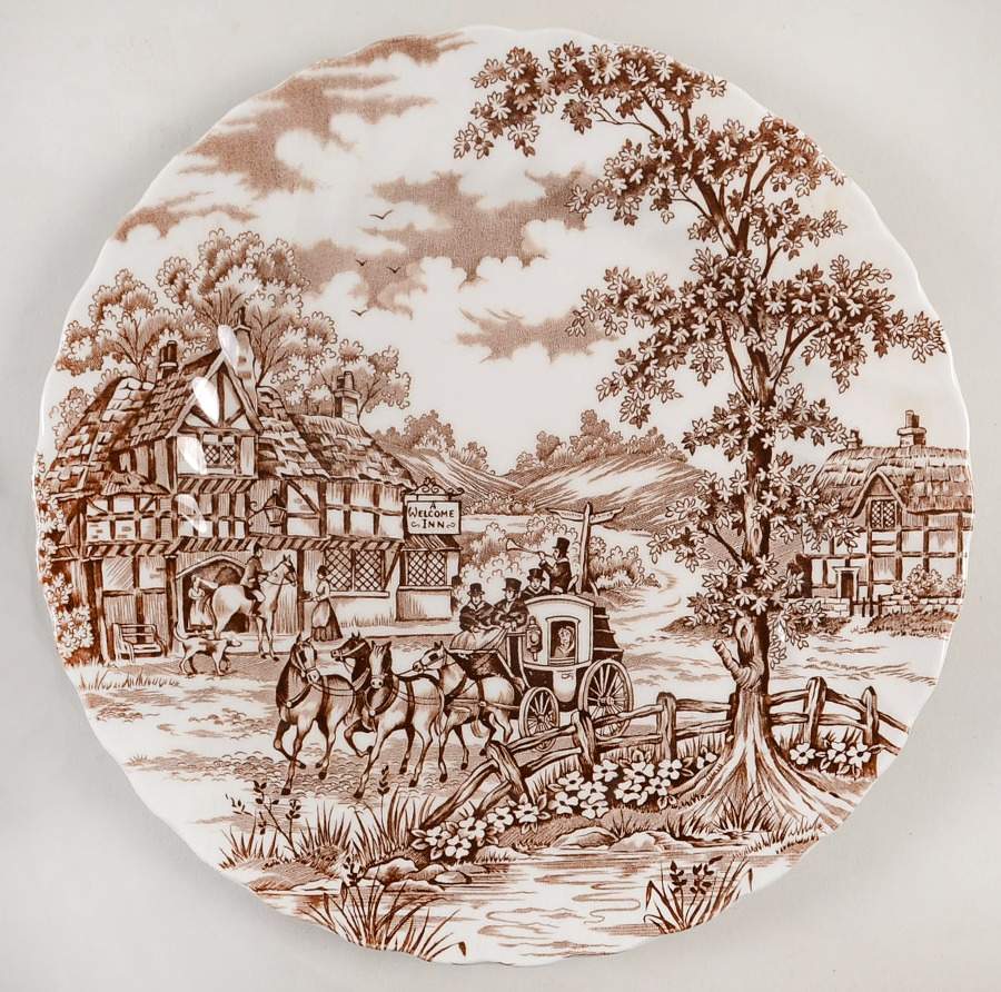 Coaching Days Brown Dinner Plate by Myott Staffordshire-1