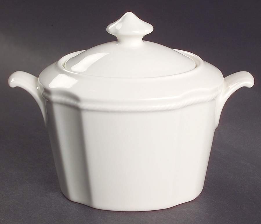 Newport White Sugar Bowl & Lid by Mikasa-1