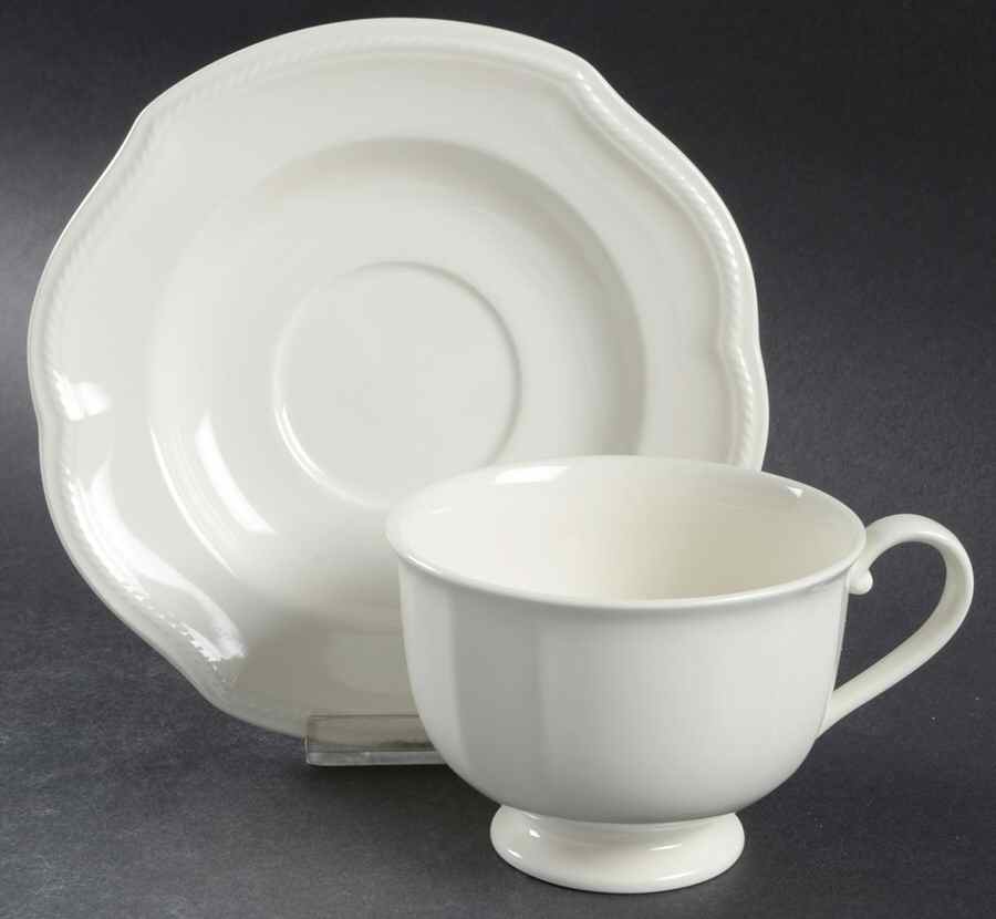 Newport White Footed Cup & Saucer Set by Mikasa-1