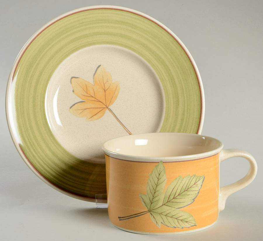 Leaf Lyric Flat Cup & Saucer Set by Mikasa-1