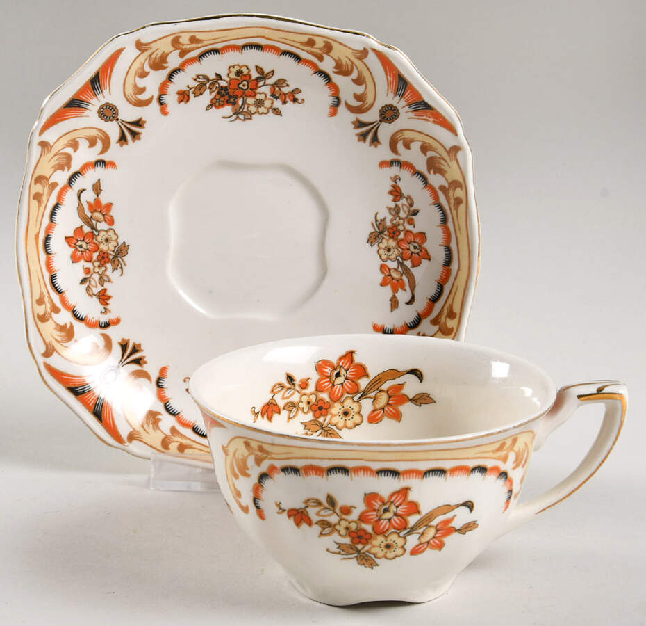 Foyers Flat Cup & Saucer Set by Alfred Meakin-1